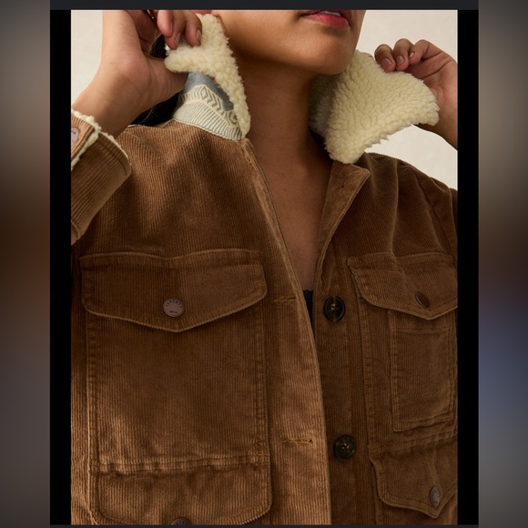 Faherty Jackets & Blazers - Faherty Tan Corduroy Jacket with Cream Sherpa Collar and Cuffs